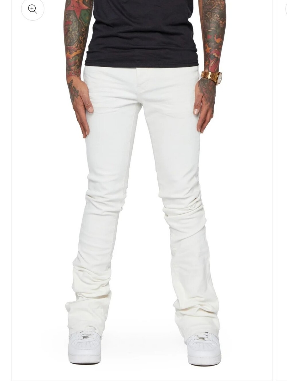 Valabasas Mr extendo Men's White Skinny Slim Stretch Jeans Cargo Pockets 36x40